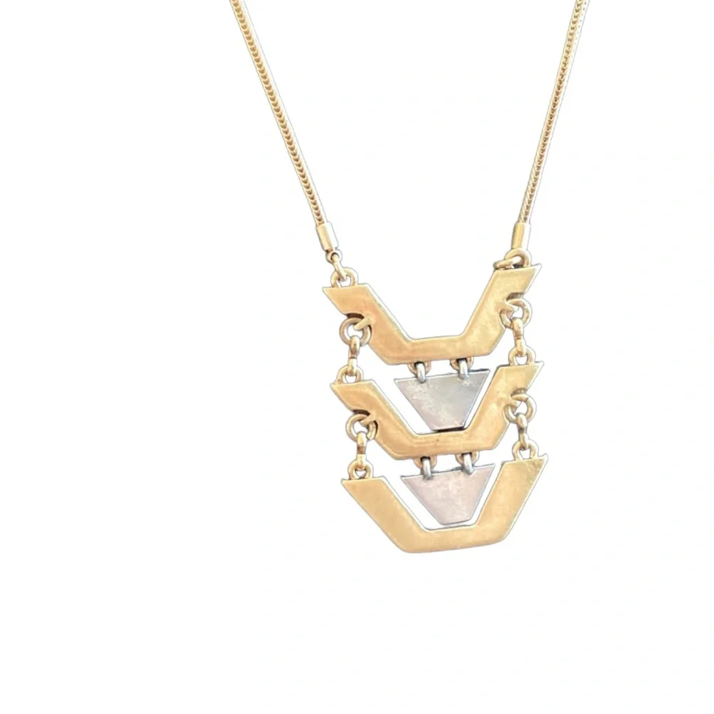 J Crew Mixed Metals Geometric Segmented Necklace